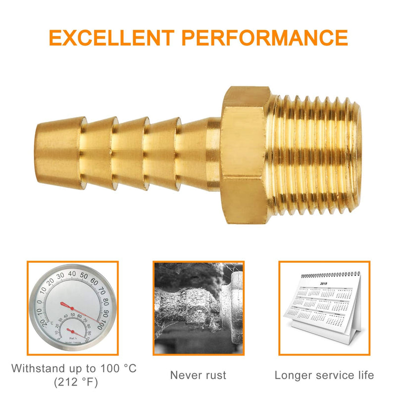 [Australia - AusPower] - SUNGATOR Brass Hose Fitting, Adapter, 3/8" Barb x 3/8" NPT Male Pipe (2-Pack) 