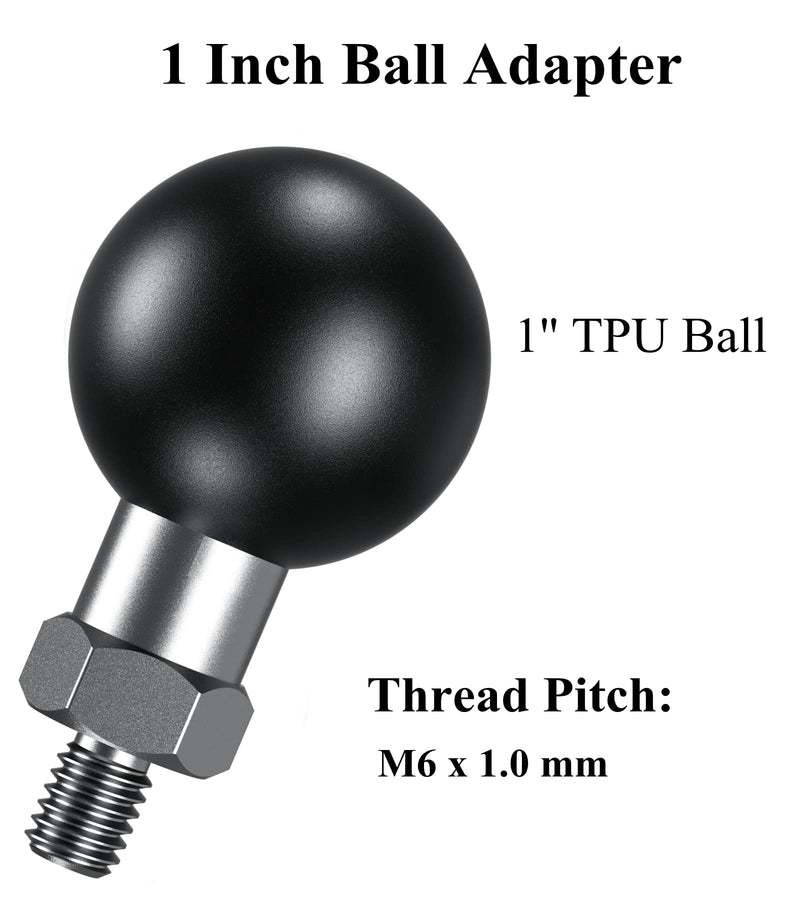 [Australia - AusPower] - BRCOVAN 2 Pack, 1'' Ball Adapter with M6 x 1.0 Threaded Post Compatible with RAM Mounts B Size 1 Inch Ball Double Socket Arm 