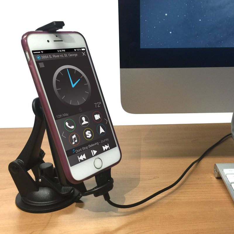 [Australia - AusPower] - iPro2 MFI Approved Car Dock/Desk Dock/Mount/Holder/for iPhone Xs/XS MAX/X / 8/8 Plus / 7 with Integrated 2 Meter Lightning Connector 