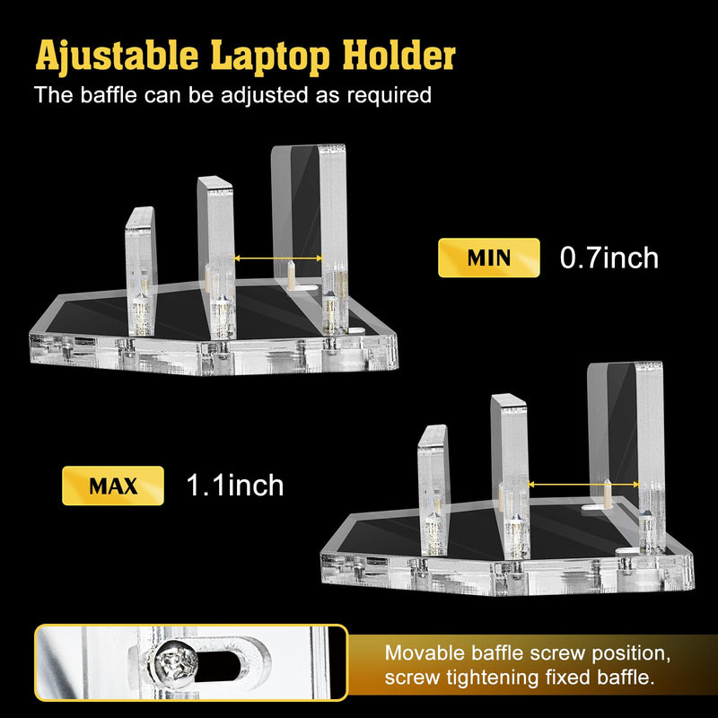 [Australia - AusPower] - UCINNOVATE Vertical Laptop Stand, Acrylic Laptop Holder Desk with Adjustable Dock, Dual Desktop Notebook Stand Fits All MacBook/Surface/Gaming Laptop/iPad/Pro/Chromebook/HP/Dell/Computer/Keyboard Acrylic Vertical Laptop Stand(clear) 