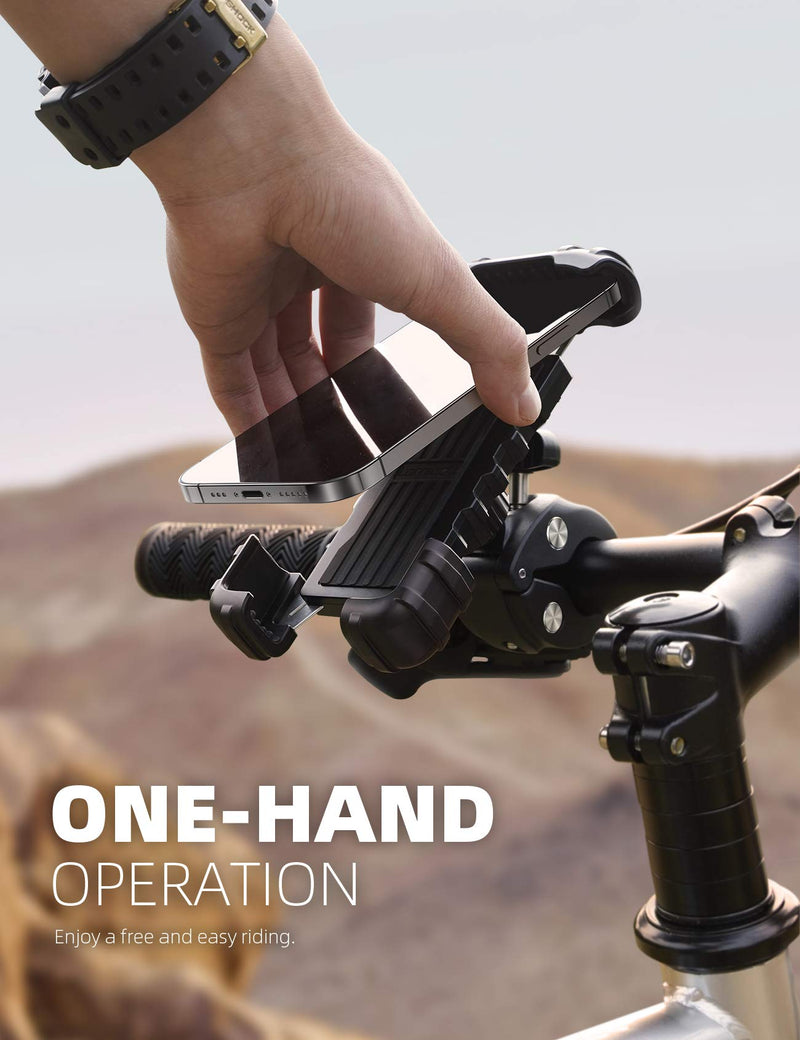 [Australia - AusPower] - Lamicall Bike Phone Holder Mount - Motorcycle Handlebar Phone Mount Clamp, One Hand Operation ATV Scooter Phone Clip for iPhone 12 / 11 Pro Max / X / XS, Galaxy S10 and 4.7"- 6.8" Cellphone - Black 