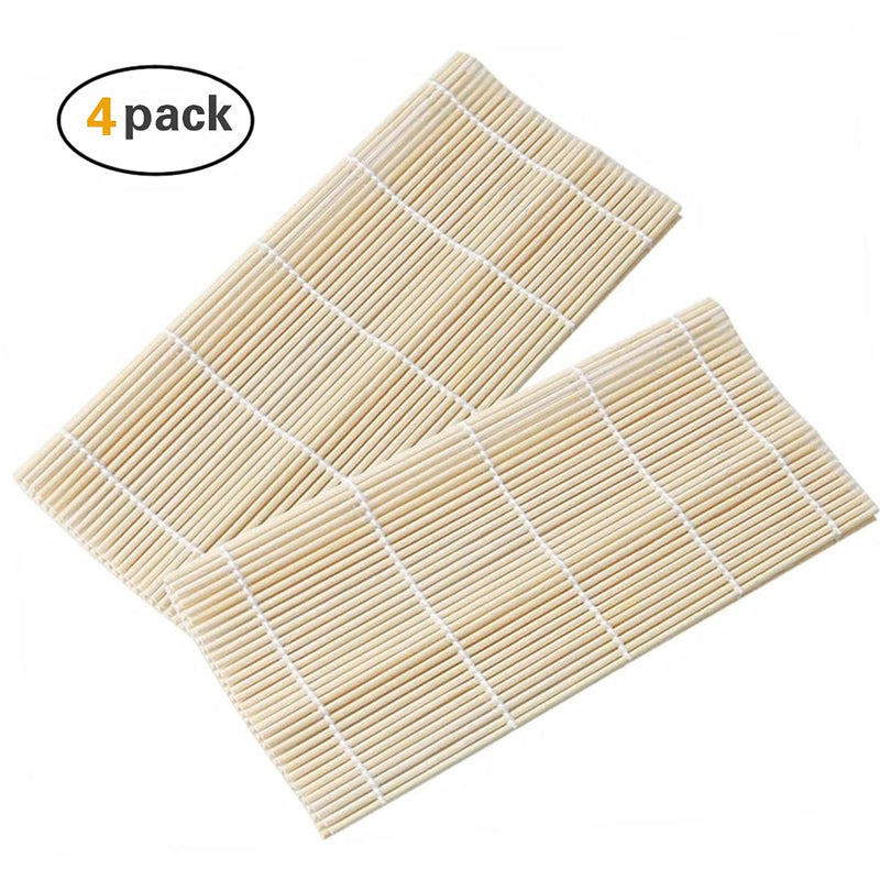 [Australia - AusPower] - JIALEEY Bamboo Sushi Rolling Mat, 9.5x9.5 Inch, 4 PCS Set 