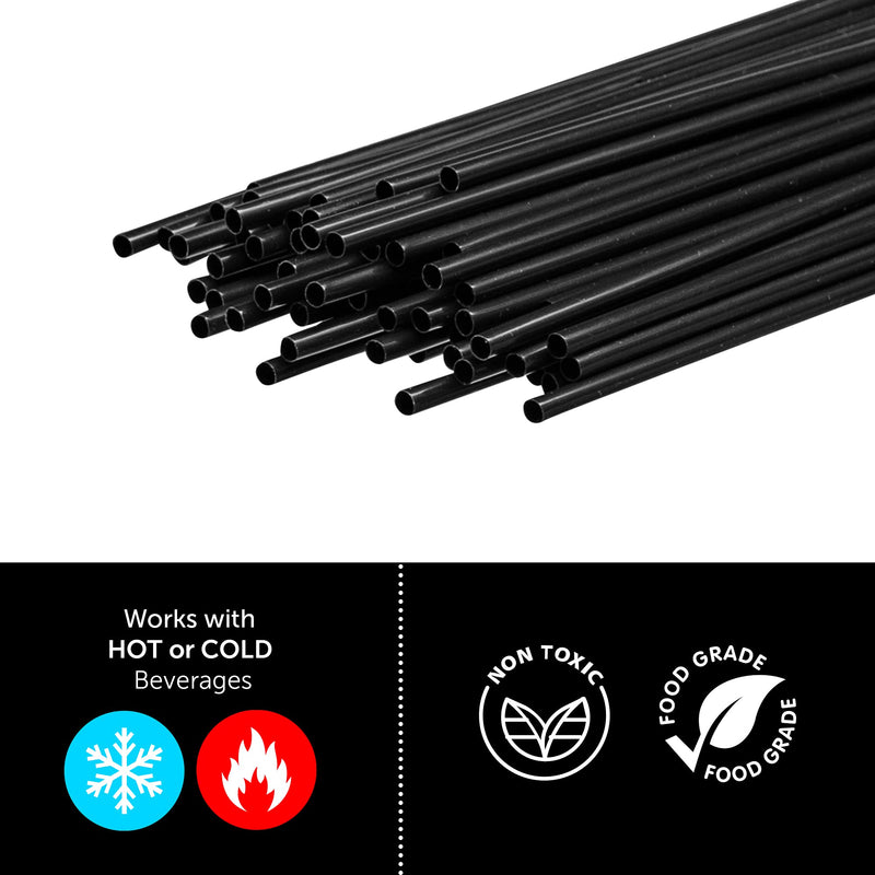 [Australia - AusPower] - 2000 Pack Plastic Coffee Stirrers | Plastic Straws - 5 Inch Coffee Stir Sticks | Cocktail Straws | Disposable Stir Sticks | Disposable Drinking Straws For Coffee & Cocktail (Black, 2000) Black 