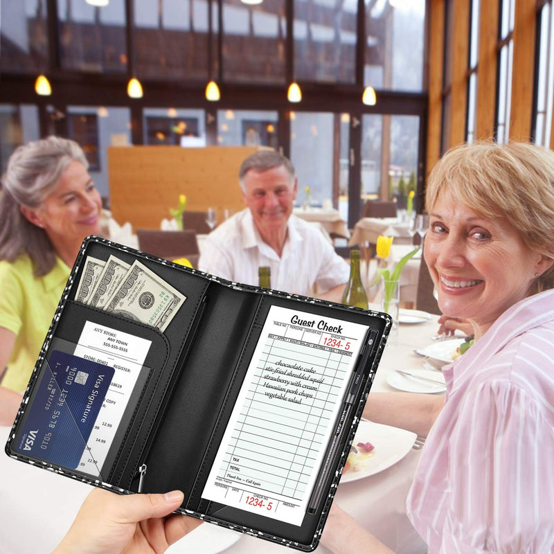 [Australia - AusPower] - Server Book Organizer with Zipper Pocket, Fintie PU Leather Restaurant Guest Check Presenters Card Holder for Waitress, Waiter, Bartender (Composition Book) **Composition Book 