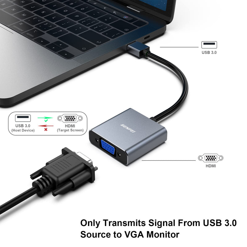 [Australia - AusPower] - BENFEI USB 3.0 to VGA Adapter, USB 3.0 to VGA Male to Female Adapter 