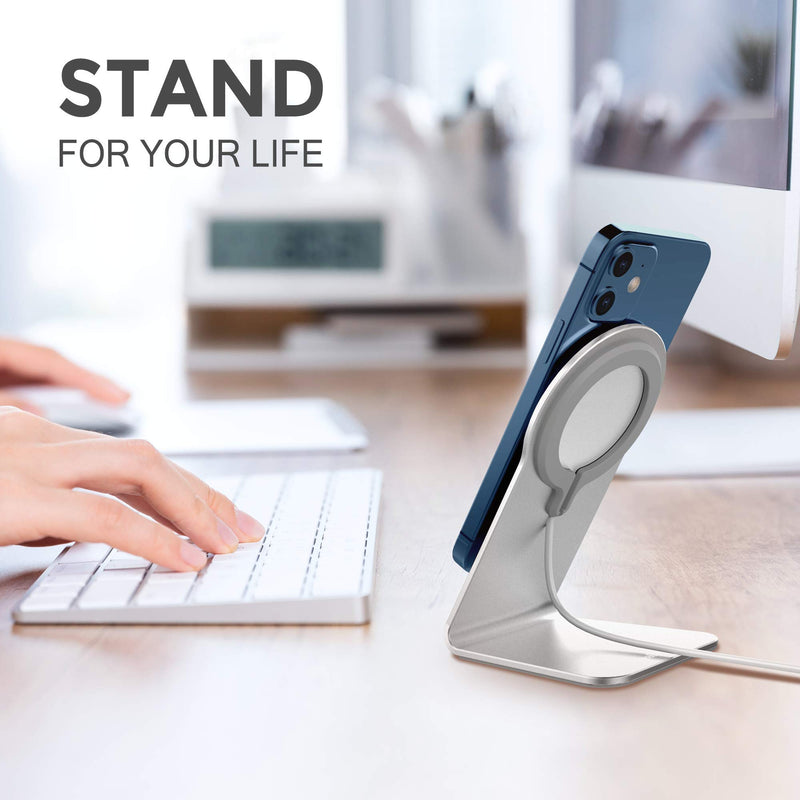 [Australia - AusPower] - Stand for MagSafe Charger, CreaDream Aluminum Stand Holder Cradle for iPhone 13 12 Series, Magsafe Accessories Compatible with iPhone 13 12 Mini, Pro, Pro Max, MagSafe Charger Not Included-Silver Silver 