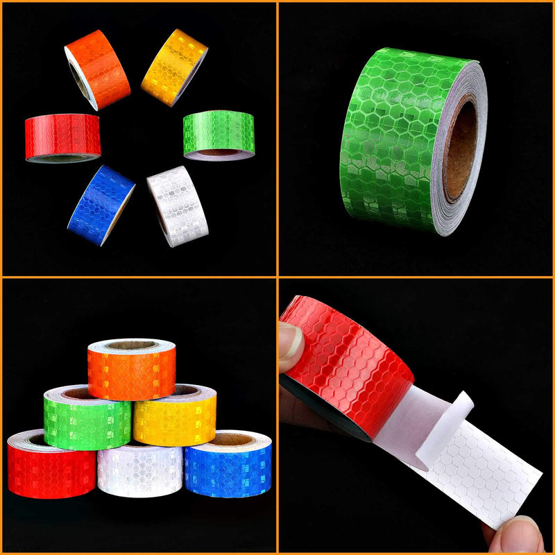 [Australia - AusPower] - 6 Rolls Reflective Tapes 6 Colors Reflective Warning Tape Night Safety Sticker, Silver, Blue, Red, Yellow, Orange, Green (0.4 Inch x 157.8 Feet) (1 Inch x 60 Feet) 1 Inch x 60 Feet 