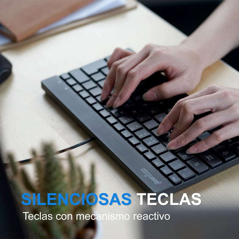 [Australia - AusPower] - Perixx PERIBOARD-426ES Mini Teclado con Cable USB - Negro - QWERTY Español 