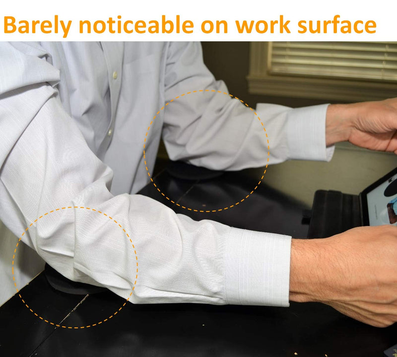 [Australia - AusPower] - Desk Dots! Elbow, Arm & Wrist Rest Cushioning Pads for Pressure Point & Pain Relief on Gaming & Work Surfaces; Made of Neoprene with Soft Nylon Surface; 4.5" Wide, 0.44" Thick; 2-Pack! (Pitch Black) Pitch Black 