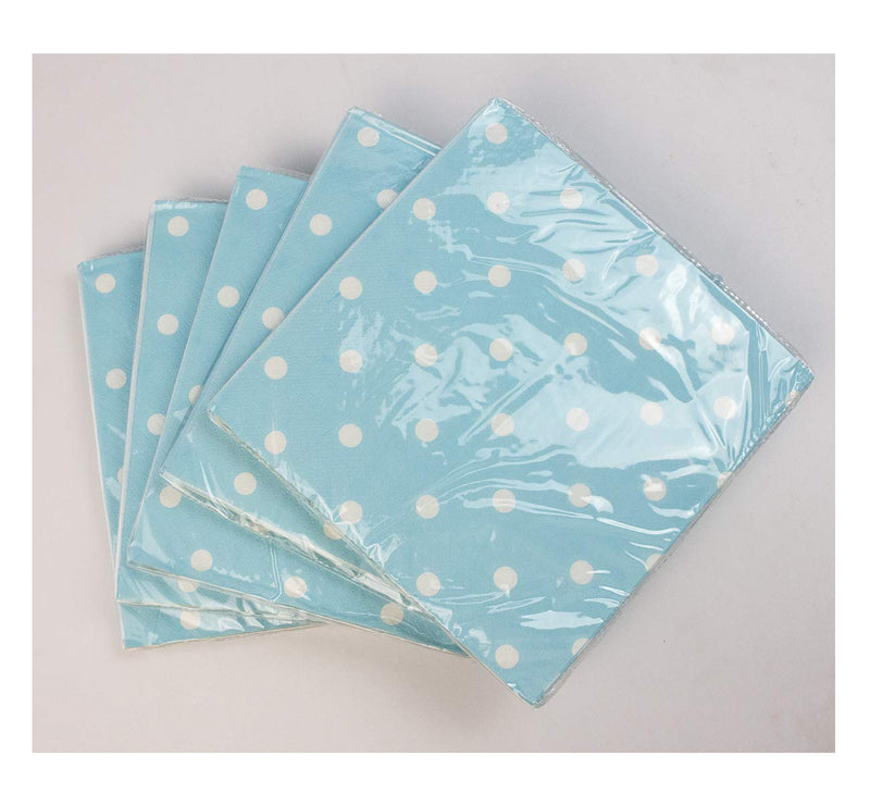 [Australia - AusPower] - Disposable Blue Polka Dot Napkins - 100 Count Birthday Party Paper Napkins 13x13inch 