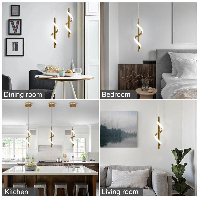 [Australia - AusPower] - Vloitgol Modern Led Pendant Light Fixtures,6000K Cool White Gold Led Pendant Lighting for Kitchen Island,Adjustable Height Hanging Light Fixtures for Kitchen Dining Room Living Room,1 Pack 
