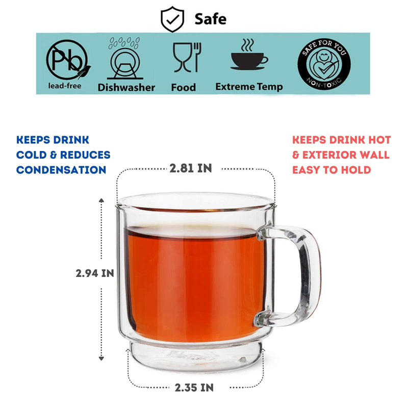[Australia - AusPower] - BTaT- Stackable Espresso Cups, Demitasse Cups, Set of 4 (5.0 oz, 150 ml), Glass Coffee Mugs, Double Wall Glass Cups, Clear Coffee Cup, Tea Glass, Espresso Glass, Glass Tea Cups 