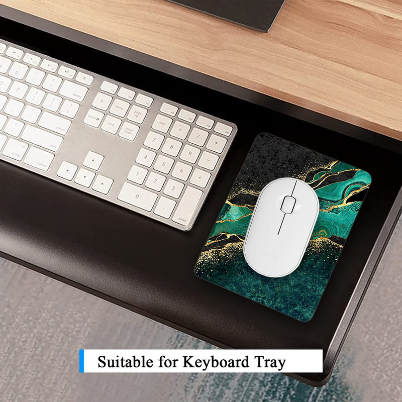 [Australia - AusPower] - Atufsuat Small Mouse Pad, Mini Pad 6 x 8 in, Thick Rubber Waterproof Mat, Cute Mousepad Wireless Tray Home Office Travel, Teal Green Gold Marble, Square-20x15CM-Green Luxury Teal Marble 