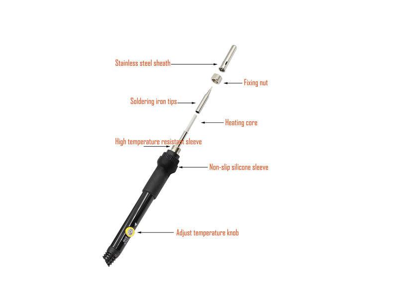 [Australia - AusPower] - LBY Electric Soldering Iron Kit, (60W ,110V) Adjustable Temperature Welding Tool, with 5pcs Soldering Tips, Soldering Iron Kit Electronics, Stainless Steel, Copper, (Black) 