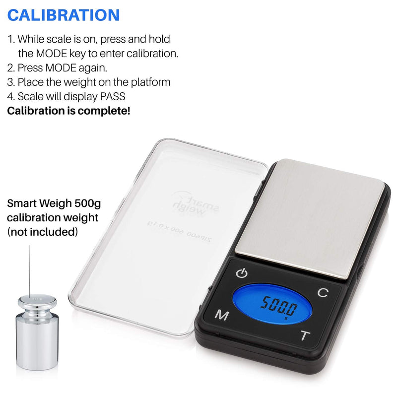 [Australia - AusPower] - Smart Weigh ZIP600 Ultra Slim Digital Pocket Scale 600g by 0.1g with Counting Feature,Gram Scale and Ounce Scale, High Precision Accuracy 