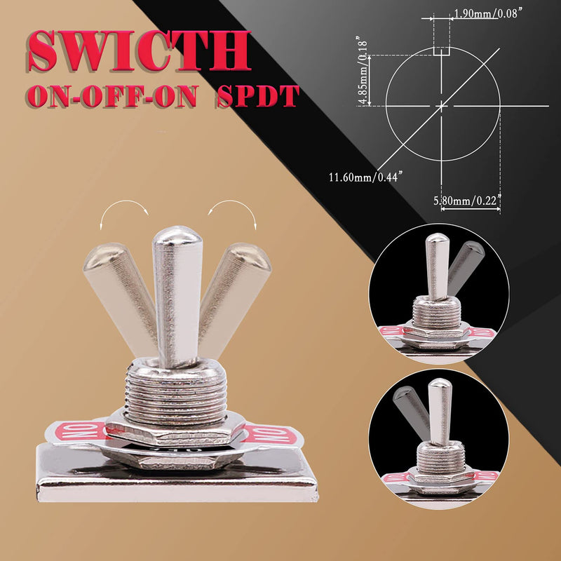 [Australia - AusPower] - Twidec/3Pcs Heavy Duty Rocker Toggle Switch 16A 250V AC SPDT 3 Position 3 Pin ON/Off/ON Switch with Metal Bat Waterproof Boot Cap Cover Ten-1122-B103 