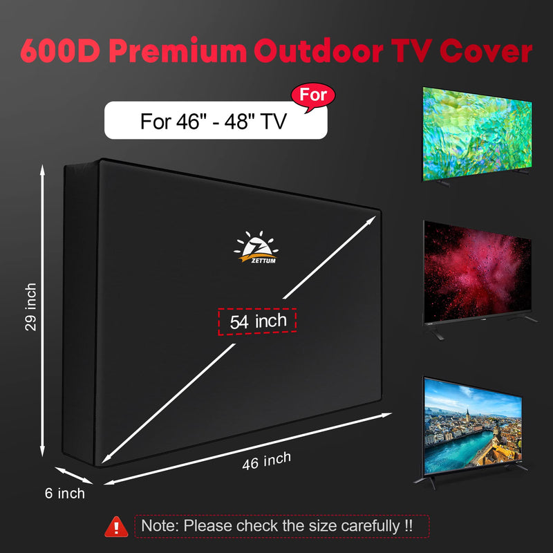 [Australia - AusPower] - Zettum Outdoor TV Cover 48 Inch - 600D TV Cover Weatherproof & Waterproof for 46 to 48 Inch Outdoor TV, Heavy Duty TV Enclosure Protector for Outside Flat Screen TV (Size: 46"L x 6"D x 29"H) 46" - 48" TV 