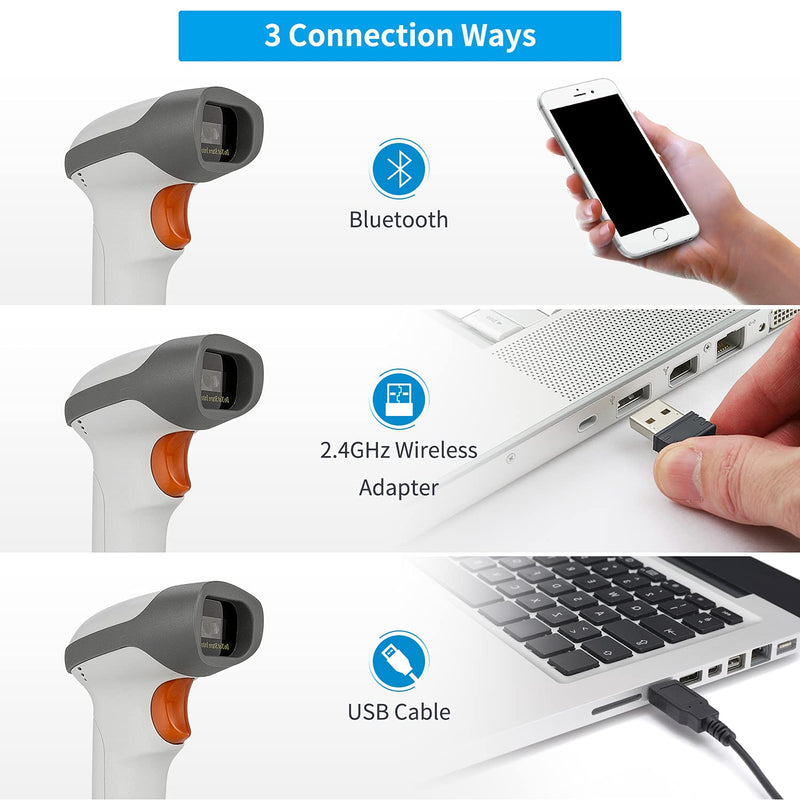 [Australia - AusPower] - NetumScan Bluetooth Barcode Scanner, 3 in 1 Automatic Wireless 1D Barcode Scanner Handheld USB CCD Bar Code Reader for Store, Warehouse POS, Computer, Tablet, iPhone, iPad, Android 1D Scanner 