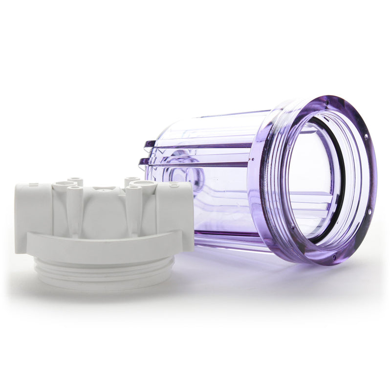 [Australia - AusPower] - Hydronix HF3-5CLWH12, 5" Clear Housing with White Rib Cap For RO & Filtration Systems, 1/2" Ports 