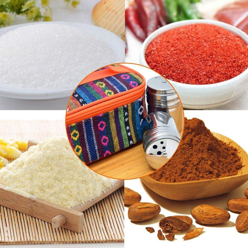 [Australia - AusPower] - Stainless Steel Spice Shaker with Rotating Lids and Travel Bag, Salt And Pepper Shakers Set For Salt Sugar Spice Dry Herb Spice Condiment (6 Pcs ) 