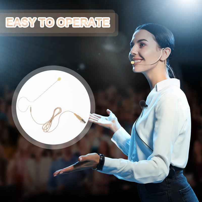 [Australia - AusPower] - in Ear Back Electric Microphone Mini XLR Mic Over The Ear Microphones Headset Microphone XLR with 4 Pin Mini XLR Cable Wire and Microphone Windscreens Compatible with Shure, Beige Color (4 Pcs) 
