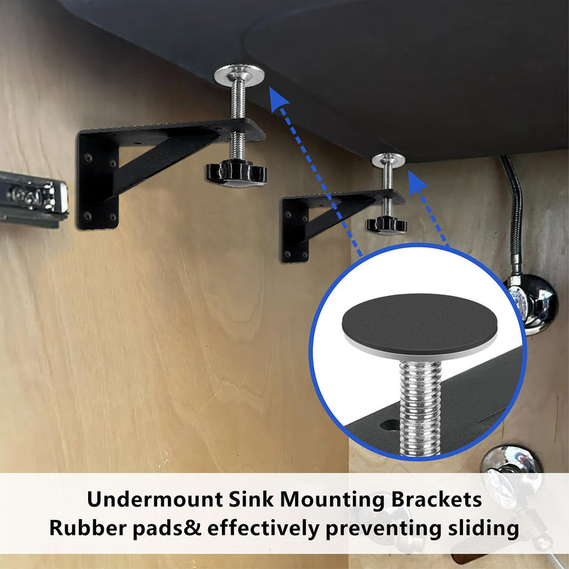 [Australia - AusPower] - Wdwlbsm 2Pcs Undermount Sink Brackets Sink Repair Kit Adjustable Undermount Sink Support, Undermount Kitchen Sink Brackets, Undermount Sink Mounting Brackets for Narrow Cabinet 