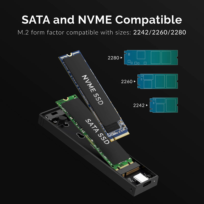 [Australia - AusPower] - SABRENT USB 3.2 Type-C Tool-Free Enclosure for M.2 PCIe NVMe and SATA SSDs (EC-SNVE) 