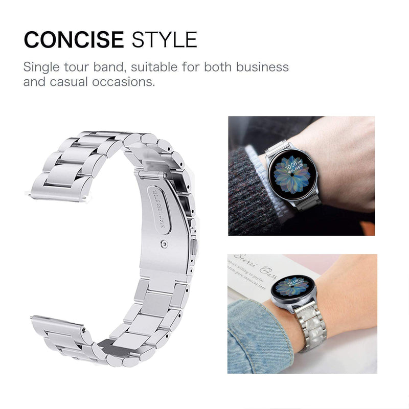 [Australia - AusPower] - Minggo Stainless Steel Watch Band Compatible with Samsung Galaxy Watch 4 40mmm 44mm, Replacement Strap for Galaxy Watch Active/Active2 40mm 44mm/Galaxy Watch 4 Classic 42mm 46mm Smart Watch (silver) Silver 