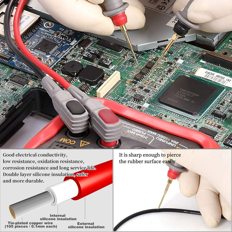 [Australia - AusPower] - Bionso 25-Piece Multimeter Leads Kit, Professional and Upgraded Test Leads Set with Replaceable Gold-Plated Multimeter Probes, Alligator Clips, Test Hooks and Back Probe Pins. 
