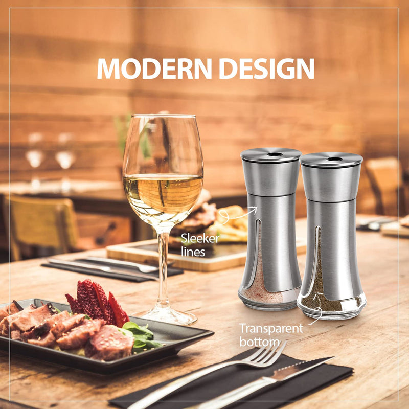 [Australia - AusPower] - Salt and Pepper Shakers Set by Aelga - Salt Shaker with Adjustable Pour Holes -Stainless Steel Salt and pepper shakers- Spice Shakers of Himalayan, Kosher and Sea Salts 