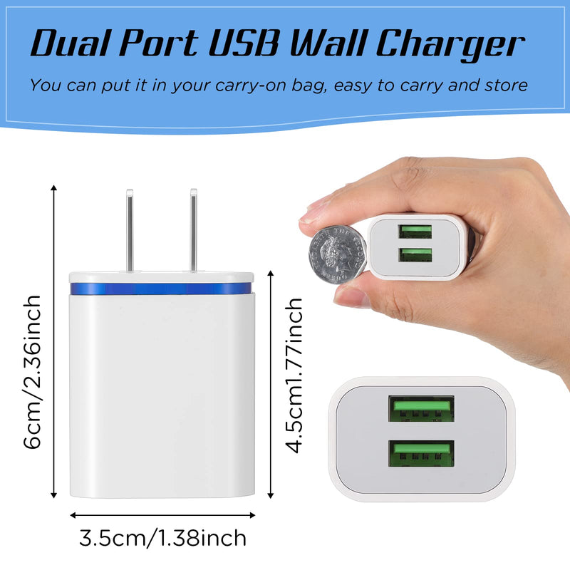 [Australia - AusPower] - Xuhal 12 Pcs USB Wall Charger Bulk Dual Port Fast Charging Block USB Charger Adapter Plug Cube 2.1A USB Wall Charger Replacement for Most Smartphones and Tablets, Colorful (Water Drop Style) Water Drop Style 