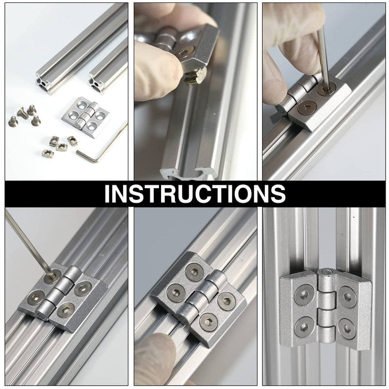 [Australia - AusPower] - Zinc Alloy Hinge Sets ?Door Frame Hinges for 2020 Aluminum Extrusion Profile Slot 6mm?with T-Nuts and Hex Screws Wrench(Pack of 4) 