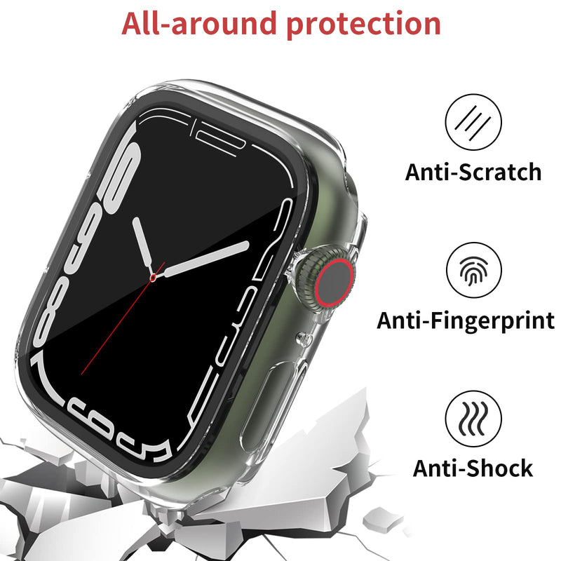 [Australia - AusPower] - [10 Pack] Hard PC Case with Screen Protector Compatible for Apple Watch Series 7 45mm, Full Edge All Around Protective Bumper Anti-Scratch Frame Cover for iWatch Smartwatch Accessories, 10 Pcs 