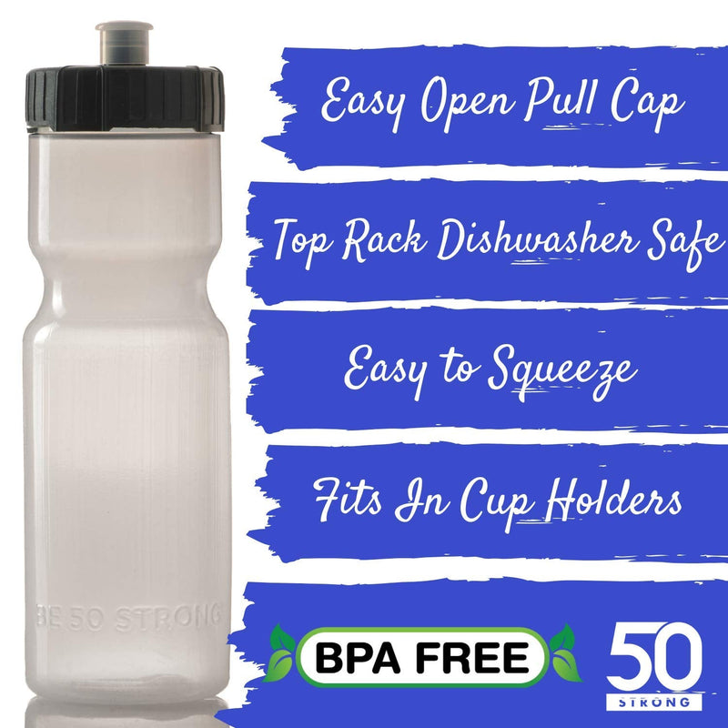 [Australia - AusPower] - 50 Strong Bike Bottle Holder with Water Bottle - 2 Pack - 22 oz. BPA Free Bicycle Squeeze Bottle and Durable Plastic Holder Cage- Made in USA 