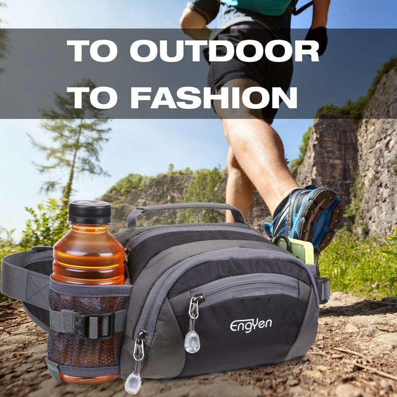 [Australia - AusPower] - ENGYEN Fanny Pack Waist Bag for Women Men, running packs gear with Phone Water Bottle holder Adjustable belt, for Travel Workout Hiking, carrying iPhone money, multi colors… (black) black 