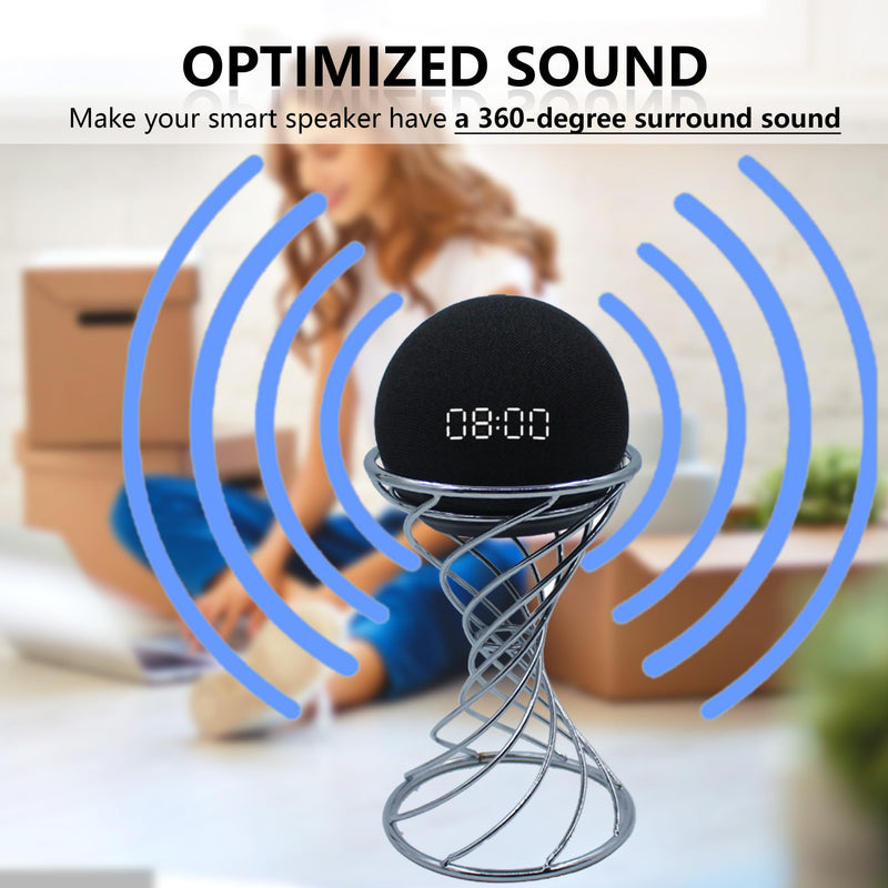 [Australia - AusPower] - Dutiplus Smart Speaker Table Stand Decorative Holder for Echo Dot 5nd/4rd/3th/2th Gen, Echo 4nd/3rd/2th Gen, Echo Glow, Apple Homepod Mini and Google Home Mini/Nest Mini(Chrome) Chrome 