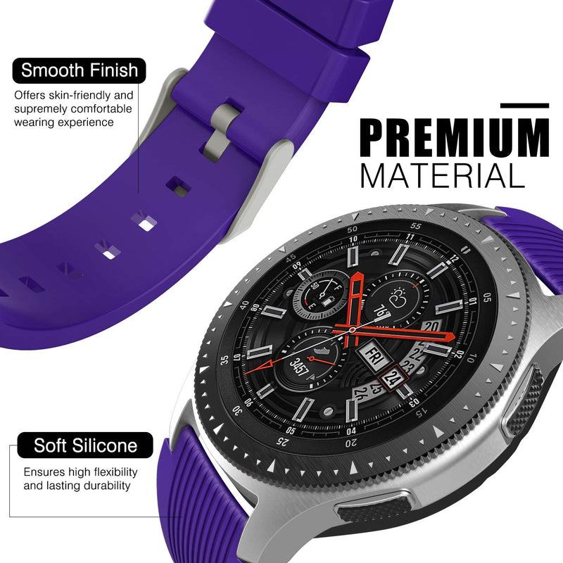 [Australia - AusPower] - TiMOVO Band Compatible with Samsung Galaxy Watch 46mm, [3-Pack] Soft Silicone Strap Fit Samsung Gear S3 Classic/S3 Frontier/Moto 360 2nd Gen 46mm Smart Watch - Purple & Orange & Green 