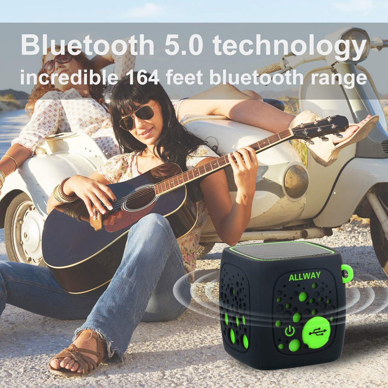 [Australia - AusPower] - Small Bluetooth Speaker,ALLWAY Ultra Compact Mini Portable Bluetooth Speakers with Loud Stereo Sound,Rich bass,TF Card Port,164 Feet Bluetooth 5.0 Range for Laptop,iPhone,Echo,Car and More Green 