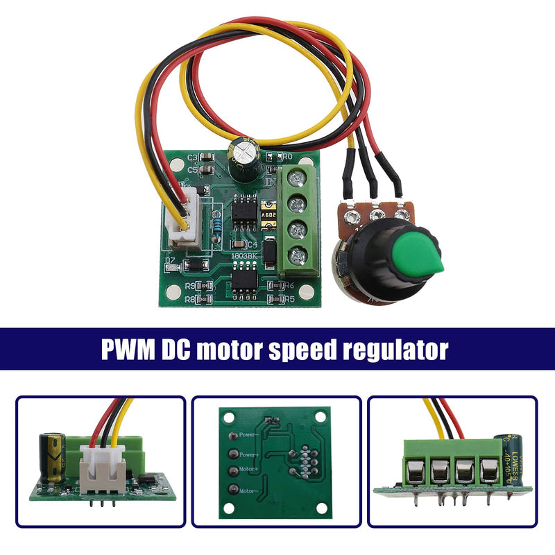 [Australia - AusPower] - 2Pcs DC1.8-15V 2A PWM Motor Speed Controller Adjustable Low Voltage Regulator Module Motor Governor with Rotatable Control Knob 2 