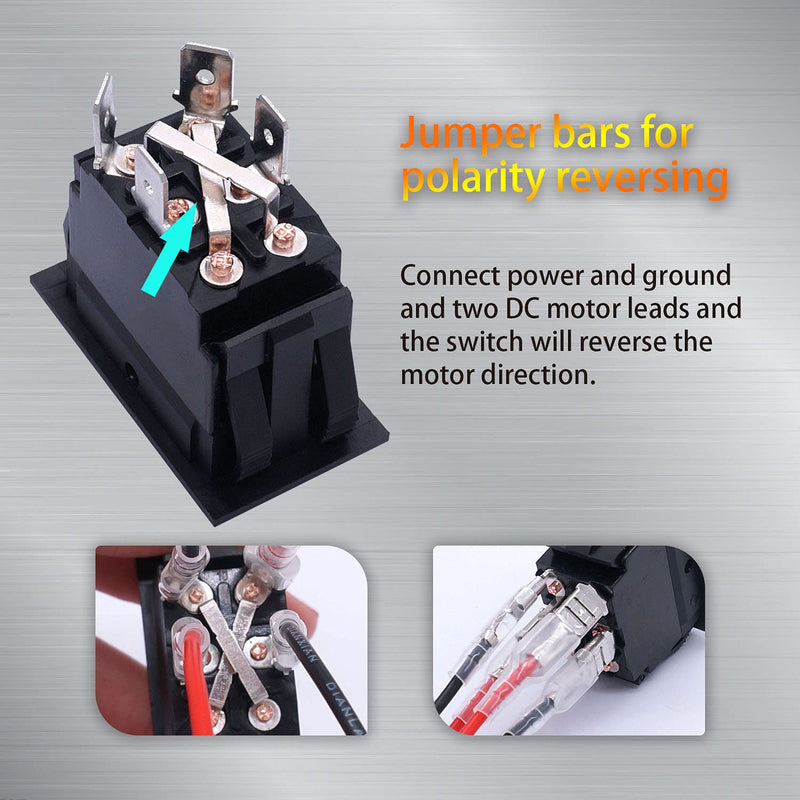 [Australia - AusPower] - weideer Jack Momentary Switch Reverse Polarity Rocker Switch DC Motor Control DPDT 4 Pin(ON)-Off-(ON) 20A 12V DC RV Switch with Wires for 5th Wheel Tongue Trailer KCD2-7-223-4P-X 4Pin Momentary 