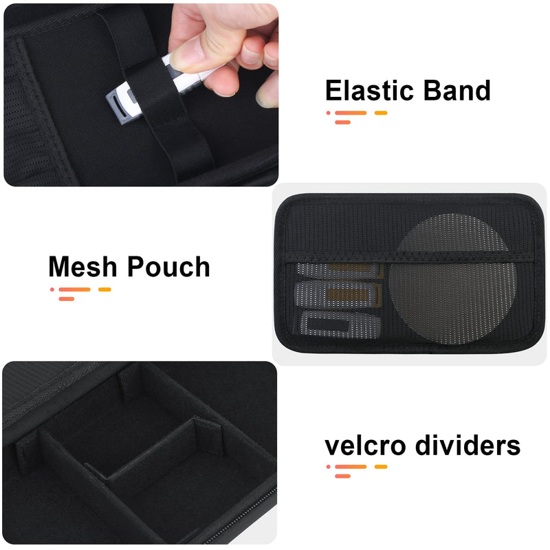 [Australia - AusPower] - BOVKE Hard Electronics Organizer, Travel Cable Organizer Bag, Tech Organizer Case for Power Adapter Chargers Cables Earbuds Flash Drives and Other Electronics Accessories & Supplies, Black 