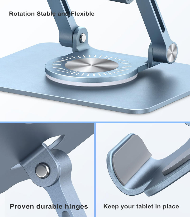 [Australia - AusPower] - JOIOT Tablet Stand, Swivel Tablet Stand with 360 Rotating Base, Adjustable Tablet Holder for Drawing, Compatible with iPad Pro/Air/Mini and More (Blue) Blue 
