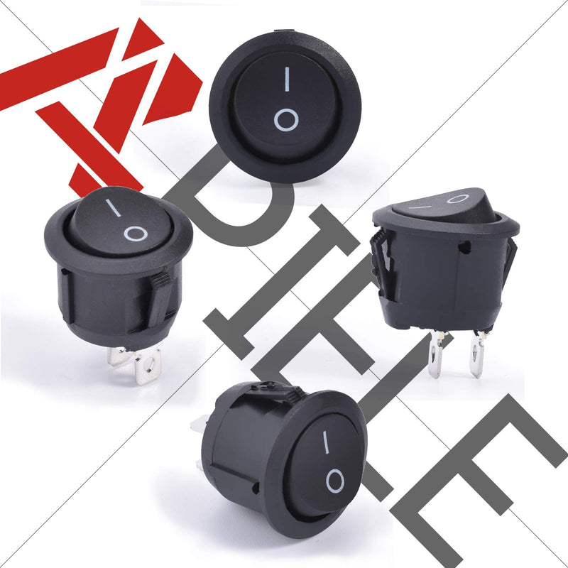 [Australia - AusPower] - APIELE 10Pcs Rocker Switch ON Off KCD1 Mini Round Toggle Switch SPST 2Pin Snap-in Design Car Boat Automotive with Wires Pre-Wired AC 6A/250V 10A/125V 12VDC KCD1-5-101 