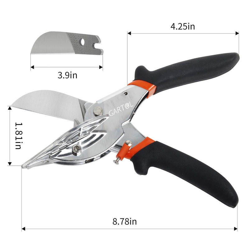 [Australia - AusPower] - GARTOL Miter Shears- Multifunctional Trunking Shears for Angular Cutting of Moulding and Trim, Adjustable at 45 To 135 Degree, Hand Tools for Cutting Soft Wood, Plastic, PVC, with Replacement blades 
