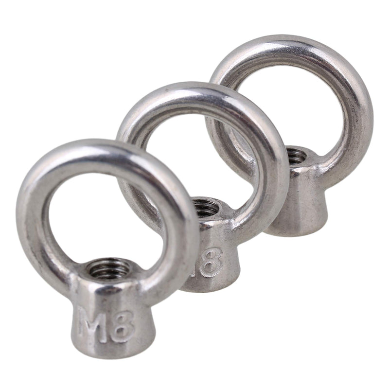 [Australia - AusPower] - CNBTR Japanese Style Silver M8 304 Stainless Steel Ring Shape Lifting Eye Nut Set of 5 