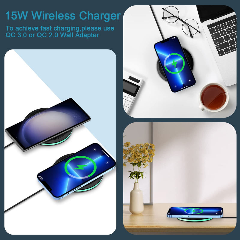 [Australia - AusPower] - 15W Wireless Charger Samsung Wireless Phone Charger Fast Charging Pad for Samsung Galaxy S23 Ultra S22 S21 S20 FE Note 20 10 9 8 S10 S9 S8 A14 A53 A23 A13 A32, iPhone 14 13 12 11 Pro Max SE XR XS X 8 1Pack 