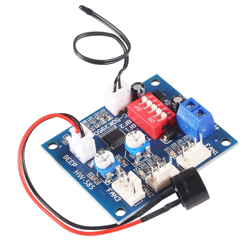 [Australia - AusPower] - ACEIRMC 2pcs DC12V 4-Wire PWM PC Fan Temperature Control Manumotive Fan Speed Controller Module CPU High-Temperature Alarm with Buzzer with NTC 3950 Thermistor 