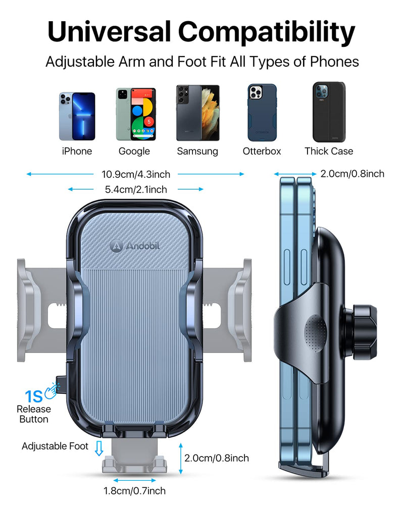 [Australia - AusPower] - andobil Car Phone Holder (2023 Newest) [Full Protection, Firmly Grip & Never Slip] Air Vent Cell Phone Mount Car, Ultra Stable, Easy Used, Compatible with iPhone 13 14 12 Pro Max Android Samsung S23 Grey 