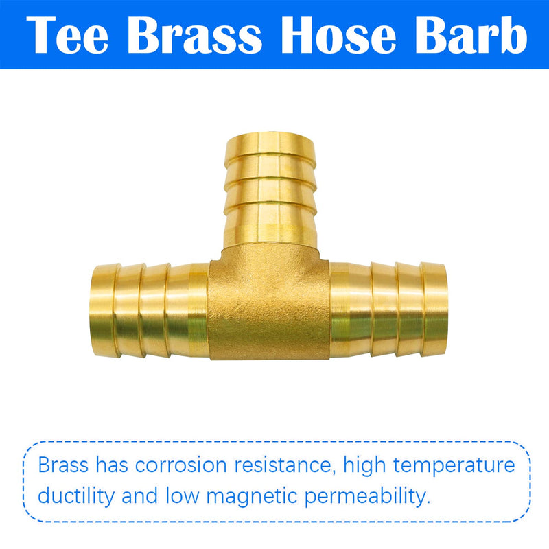 [Australia - AusPower] - Tnuocke 2pcs 3/4" Brass Tee Barb Fittings,3 Way Union Intersection Fitting T Shape Barbed Splitter Fitting Splicer with Hose Clamps for Water Fuel Air H-058-3/4 Tee-3/4-2PCS 