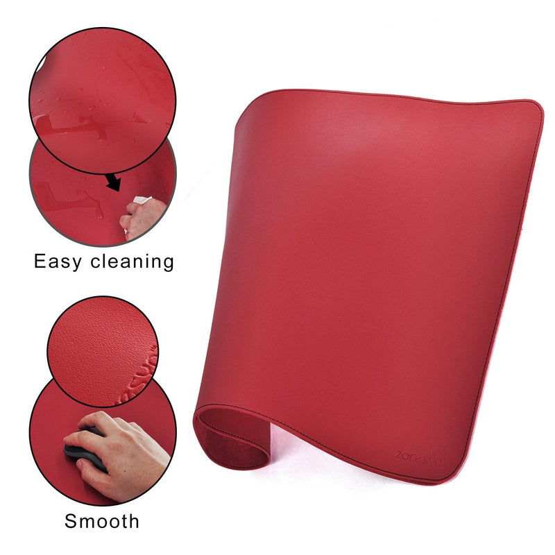 [Australia - AusPower] - ZORESYN XL Large Mouse Pads (35"x16") - PU Leather Large Gaming Mousepad Desk Mat - Nonslip Base and Waterproof Desktop Keyboard Extended Mouse Mat (Red, X-Large) 90x40cm Red 